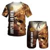 Mode 3D Imprimé Lion Vêtements de Sport Homme Ensemble 2 pièces Été T-shirt Short