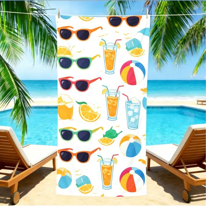 Cartoon Meeresleben Strandtuch Mikrofaser Sandfrei Schnelltrocknend Bunter Ozeantierdruck Weich Saugfähig für den Sommerurlaub