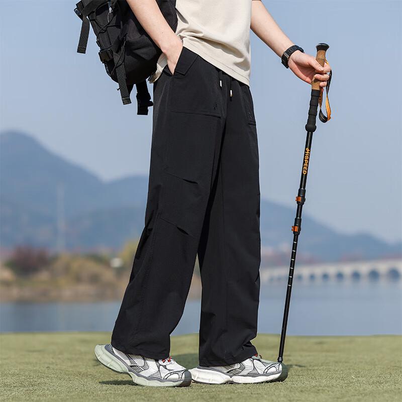 YALU Unisex Anti-Pilling Multi-Pocket Parachute Cargo Pants