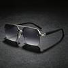 New double beam men's sunglasses driving big face thin sunshade glasses advanced half frame square sunglasses