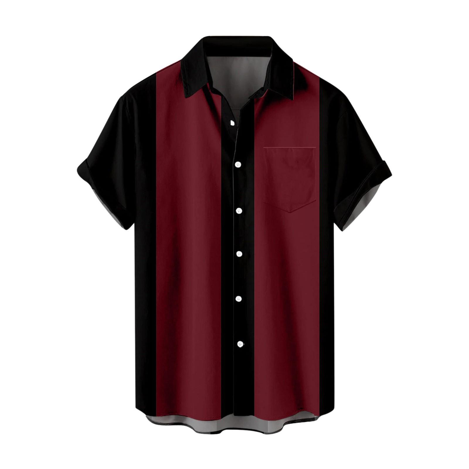 3D цифровая печать модная простая мужская рубашка с коротким рукавом в стиле колор-блок L — фото 3