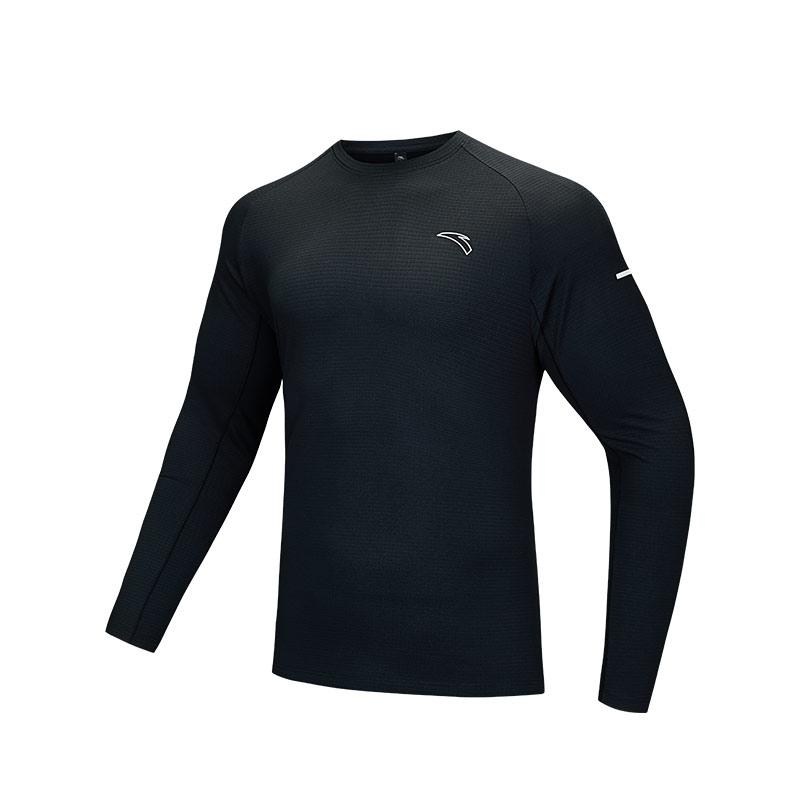 

Anta Однотонная футболка с круглым вырезом и длинным рукавом реглан для мужчин, черный цвет 952445402-6 L