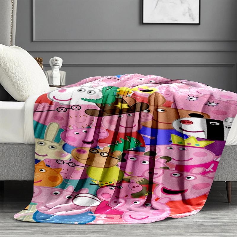 Peppa Pig Print Blanket - Soft & Comfortable, for Bedroom, Travel, Sofa, Home Decoration - Birthday Christmas Gift for Friend