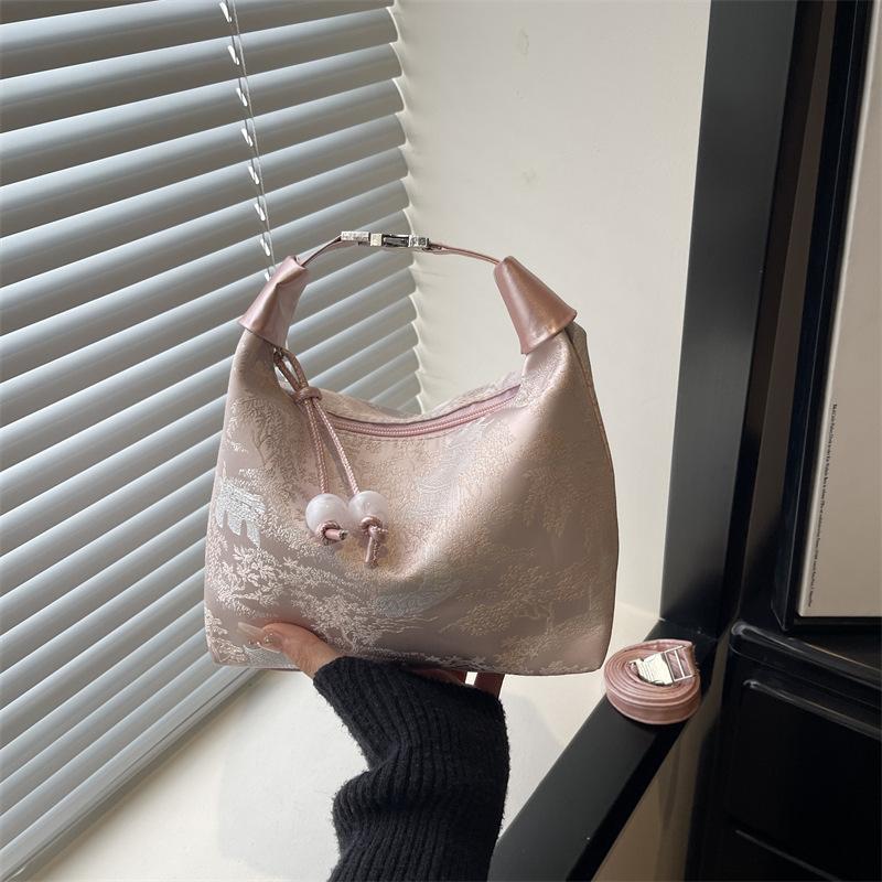

New Chinese Style Embroidery Women s Shoulder Bags Versatile Elegant Ladies Crossbody Bag Portable Female Zipper Handbag Clutch рожевий