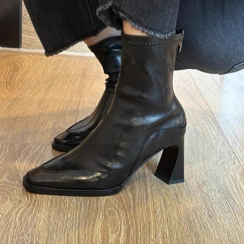 2025 New Casual and Comfortable Women Short Ankle Boots Elegant High Heels Shoes Winter Pumps Goth Designer Fad Chunky Boots