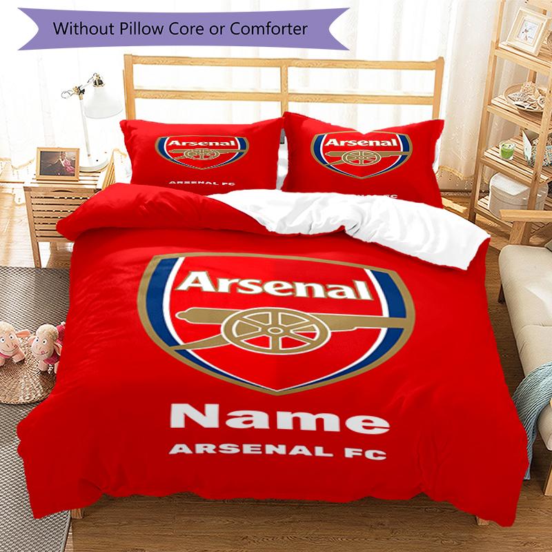 3pcs Custom Name Arsenal F.C Bedding Set Duvet Cover Closure Includes 1 Duvet Cover & 2 Pillowcases, Soft and Comfortable for All Seasons.