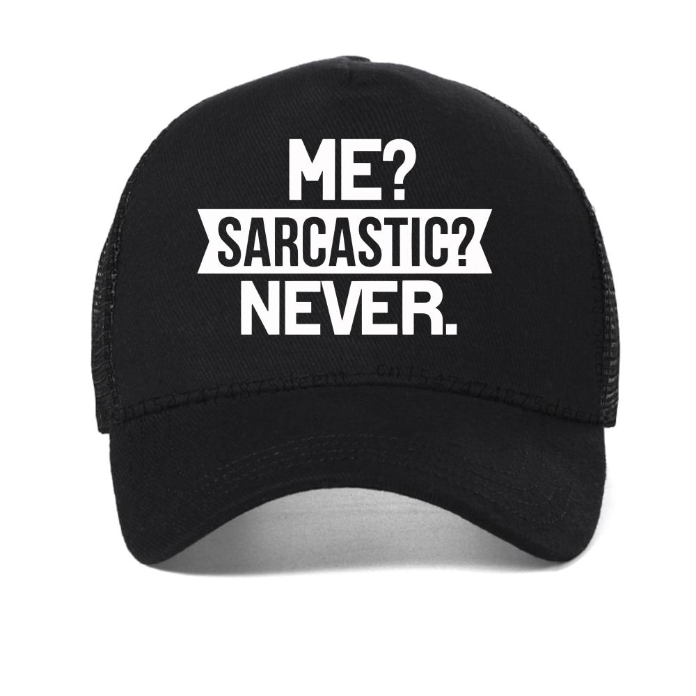 Me Sarcastic Mai Stampa Lettere Cappellino da Baseball da Donna Moda Estate Rete Snapback Cappellini Outdoor Traspirante Regolabile Cappelli Trucker
