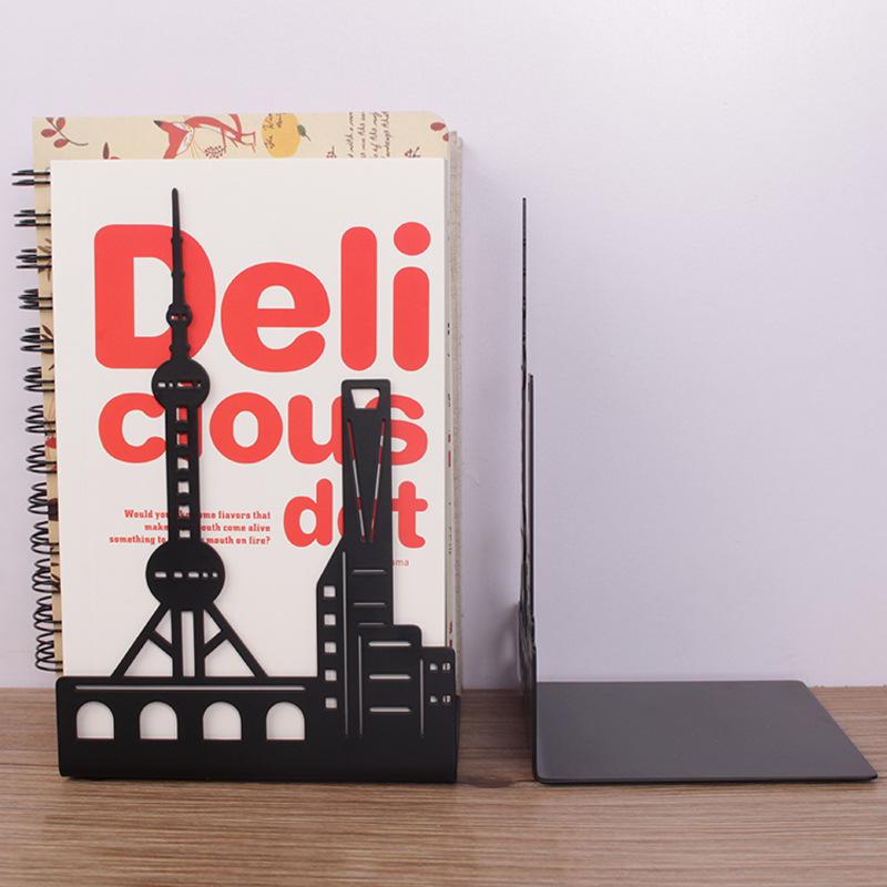 Creative Wrought Iron Metal Book Storage Rack and Personalized Hollowed-Out Bookends