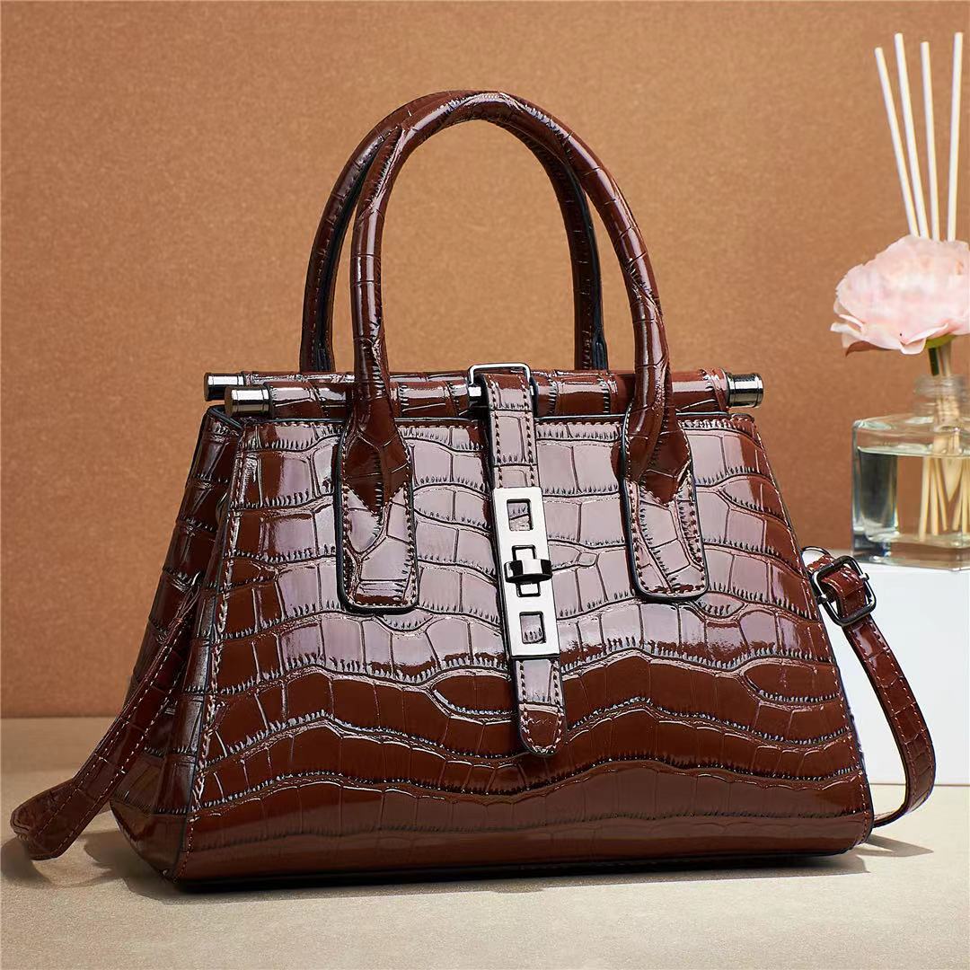 

Женская сумка-тоут с узором под крокодила, яркая кожаная большая сумка через плечо, модная дизайнерская женская сумка из лакированной кожи