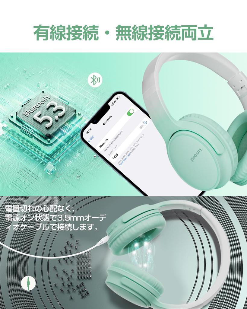 Cheergo Bluetooth Wireless Wired and Wireless 30 Hours of Continuous HiFi Stereo Foldable Audio Comfortable Ideal for and Movies 5.3 Headphones, Cute,