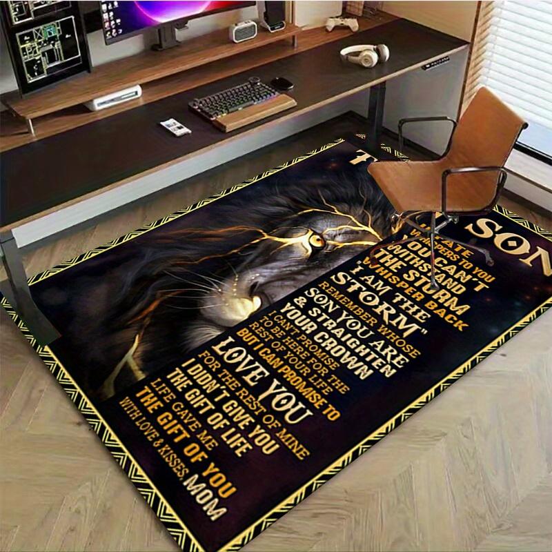 1pc. Inspirational Lion Art Rug for Home Decor Office Carpet Chair Cover Outdoor Gift - Motivational Poster with Encouraging Quotes for Son from Mom
