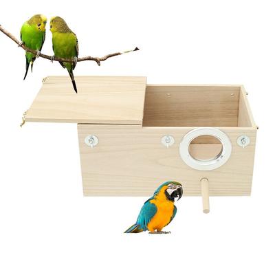 Parakeet Nest Box Wood Parrot Breeding Nest Cage House Nesting Boxes For Birds With Perch Stand Bird Cage Mating Box