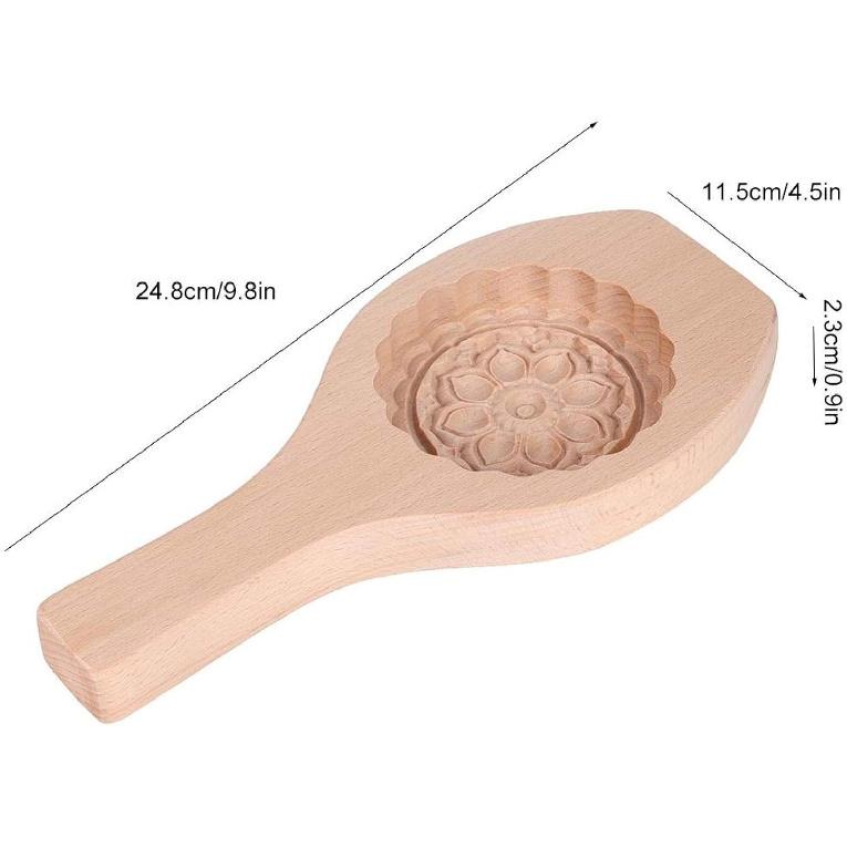 MAVIS LAVEN Beautiful Flower Pattern DIY Moon Cake, Wooden Handmade Cake for Muffin Cookie cracker Chocolate Pumpkin Pie (#06)