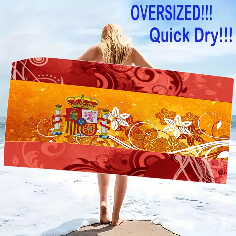 Spain Football Print Beach Towel, Large Soft Quick Dry Towel for Beach Camping Swimming