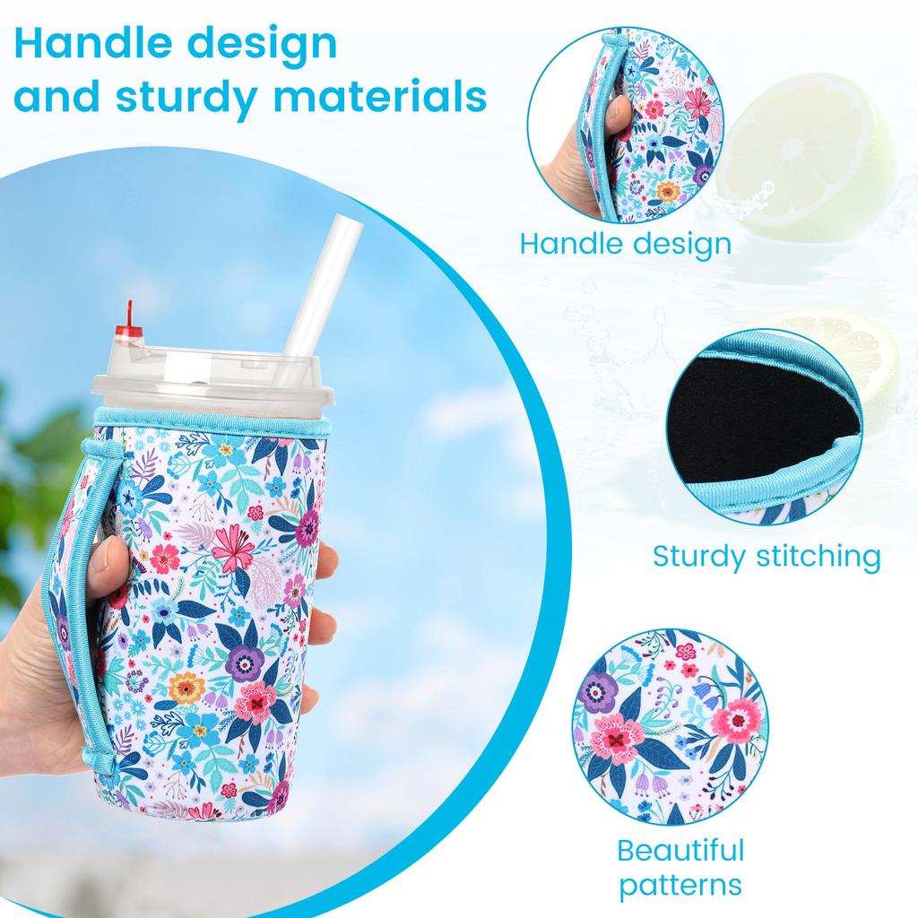 2PCS Neoprene Heat Resistant 4mm Thick Insulated Reusable Hot Coffee Cup Sleeves for Hot Coffee and Tea 16oz-32oz Cups