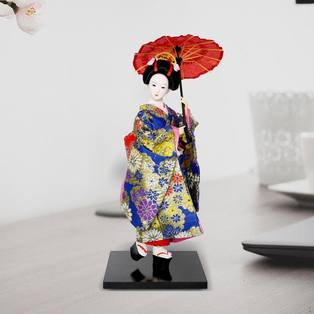 Asian Statue Collectible Figurine Japanese Kimono Geisha Doll Kabuki for Birthday