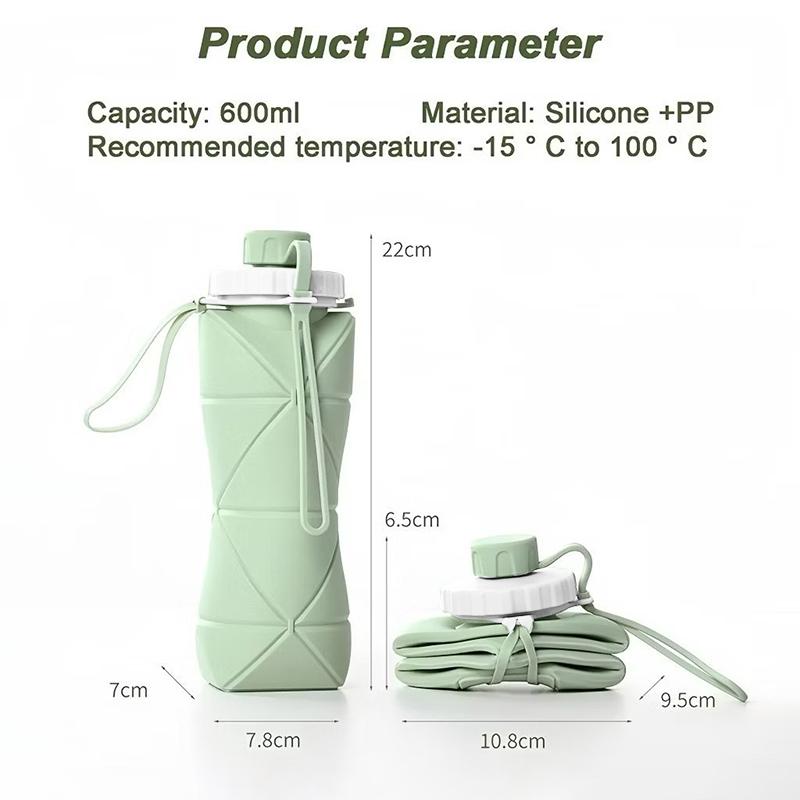 600Ml Silicone For Sports Tumbler Leak Proof Reusable Collapsible Water Bottles Foldable