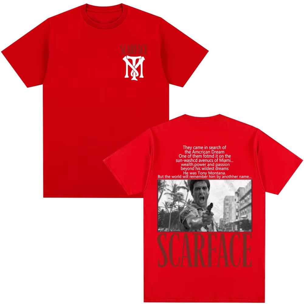 

Tony Montana Al Pacino Unisexs Women shirt Y2k Classic Movie Scarface graphics oversized Womens ONeck Short Sleeved Tshirt S