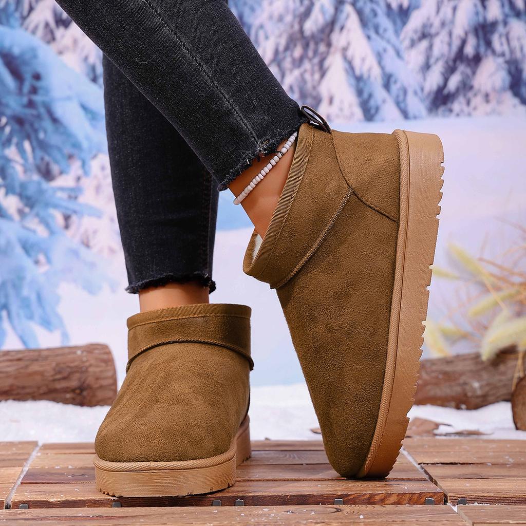 Large size snow boots women's new winter short boots flat-bottomed velvet thermal cotton shoes