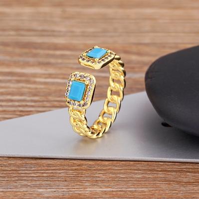 

Nidin Fashion Luxury Crystal Rectangle Cubic Zirconia 5 Colors Rings Newly Designed Female Finger Open Adjustable Jewelry Gift светло-синий