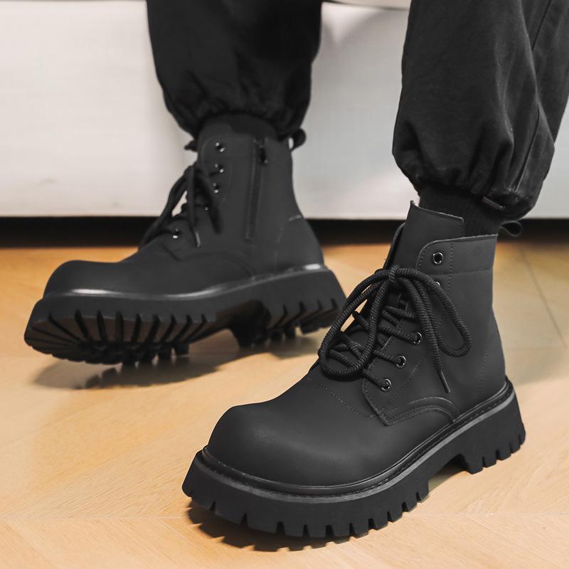 

Martin Boots Men s British High Top Xuzi Spring Fleece Heightening Leather Boots Black Chelsea Boots 32059-J 38 чёрный