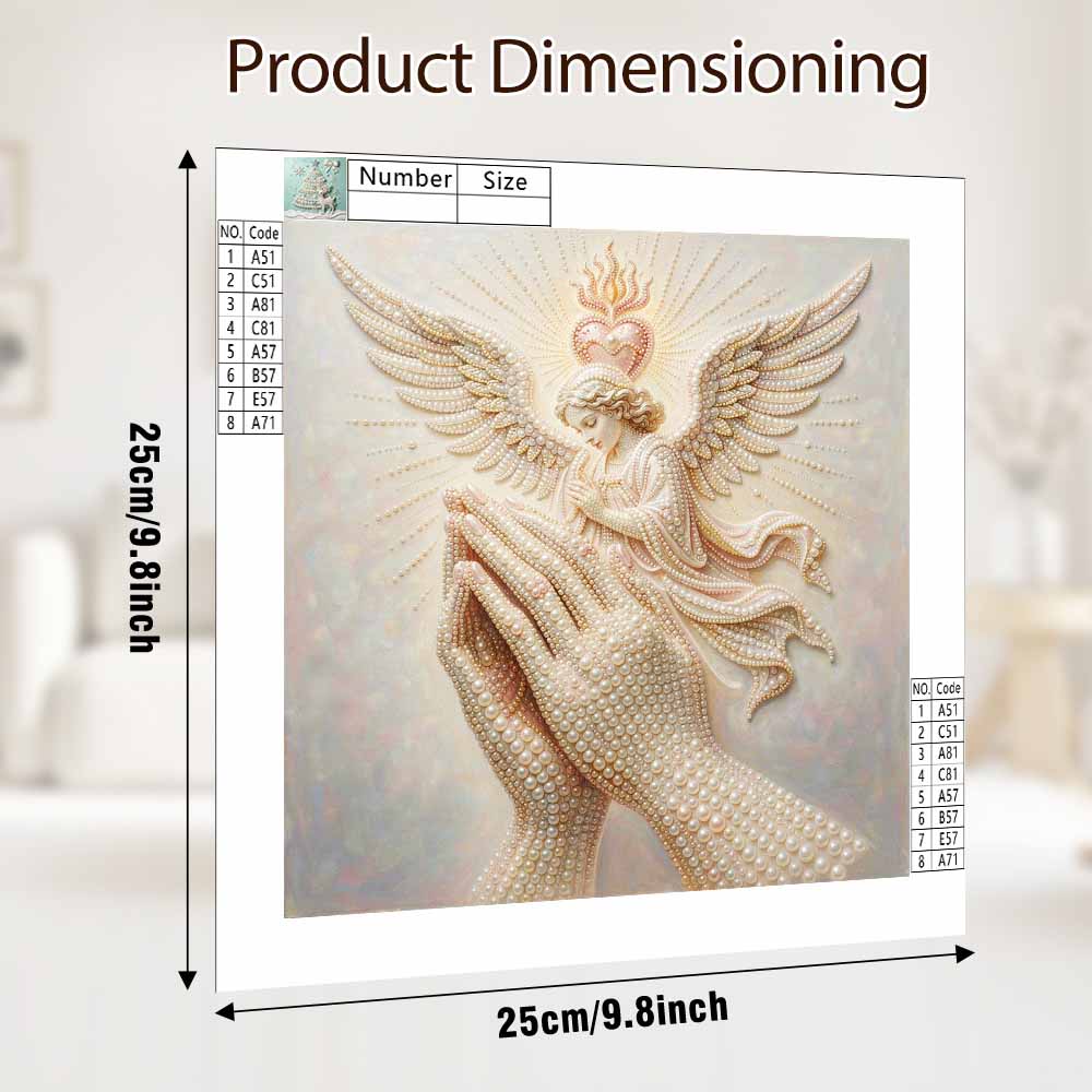 Pearl Painting 5D DIY Decorative Painting. Praying Angel Glowing Heart. Cute Birthday Gift. Handmade Art Painting