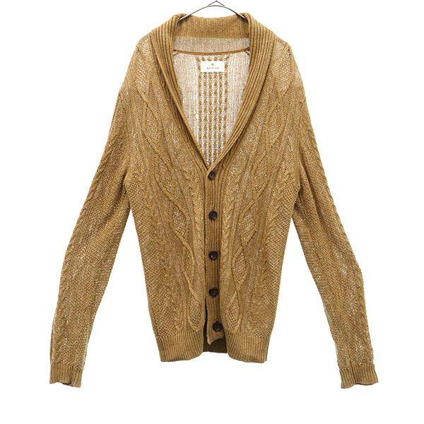 

EDIFICE linen Long sleeve knit cardigan 46 khaki Men s Used