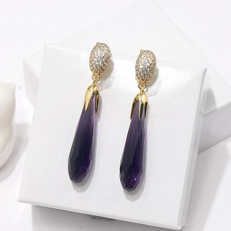 Musla Design Vintage Blue Green Purple Crystal Icicle Long Tassel Water Drop Earrings For Women Gifts High Quality Fine Jewelry