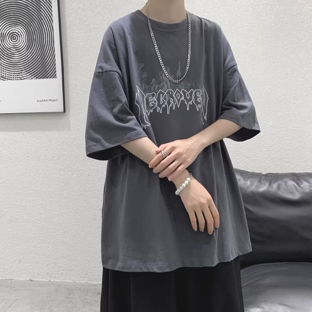 Pánské trendy tričko s krátkým rukávem s kulatým výstřihem a kulatým výstřihem na léto Volný ležérní top