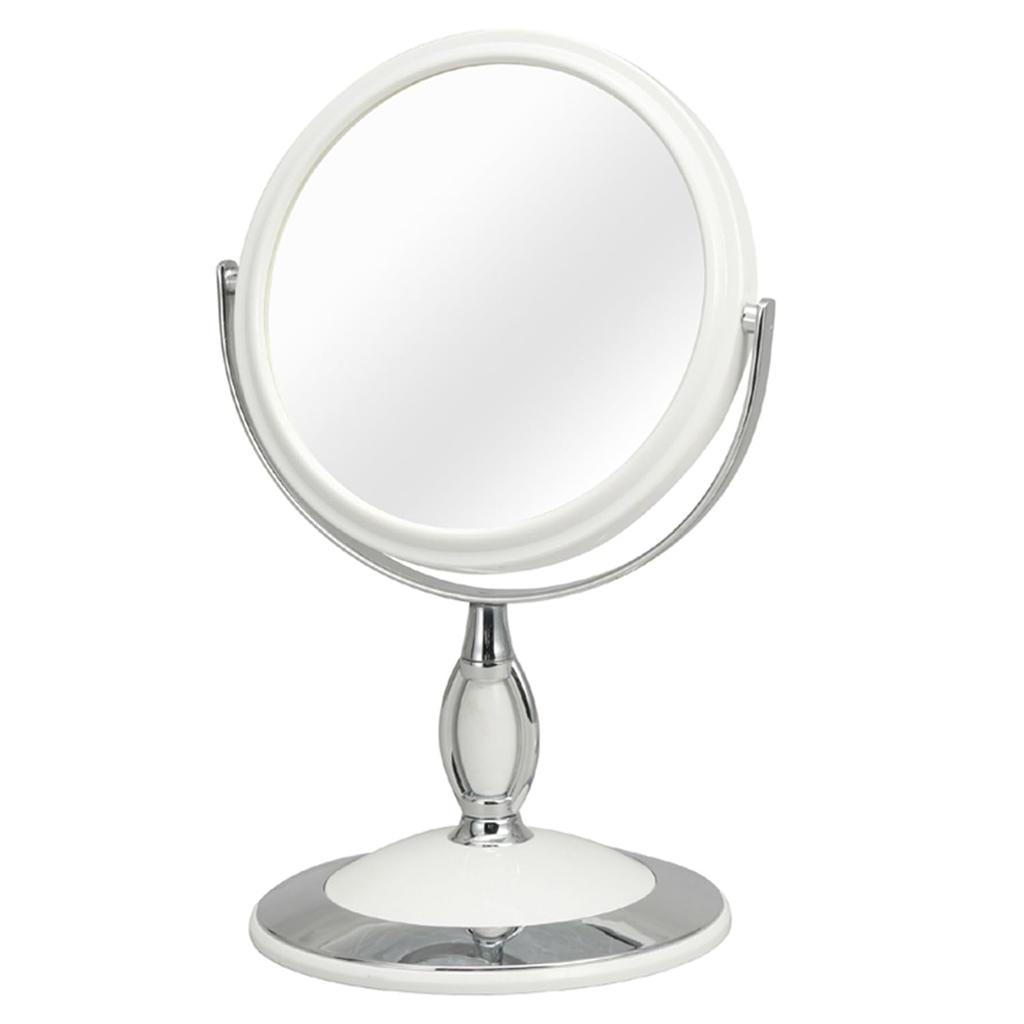 Nagai Kosan Tabletop Makeup Adjustable Mirror, 16.5cm Wide, Angle, White, 1x/3x Magnification, Round, Kururi, NK-243