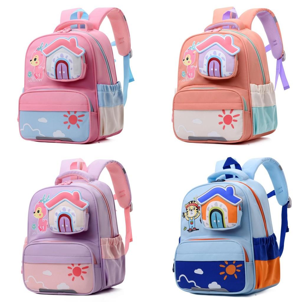 Adorable Animal Print Kindergarten Backpack For Boys And Girls 2024 Large Capacity Cute School Bag Breathable Oxford Cloth