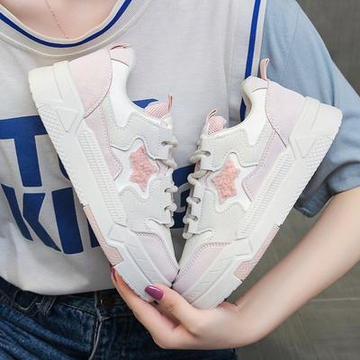 Star Board Shoes Women's Spring and Autumn Thick-soled Student Color Matching Casual Little White Shoes Heightening Round Head Sports Shoes