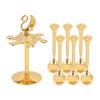 Swan Coffee Spoons Set Mirror Polished Strong Construction Swan Base Holder with 6 Spoons for