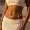 Gold Starfish Waist Chain Multi-pendant Beads Belly Chain Retro Imitation Pearl Body Chain  Beach