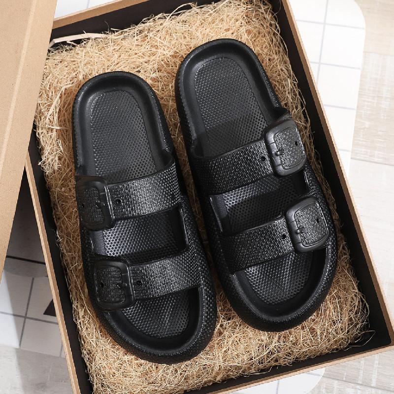 Pantuflas de baño con plataforma gruesa para hombre y mujer, sandalias de interior de EVA con suela suave a la moda