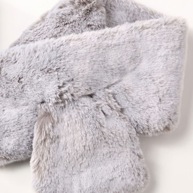 LALA Fur Wide Scarf - Gray Shop