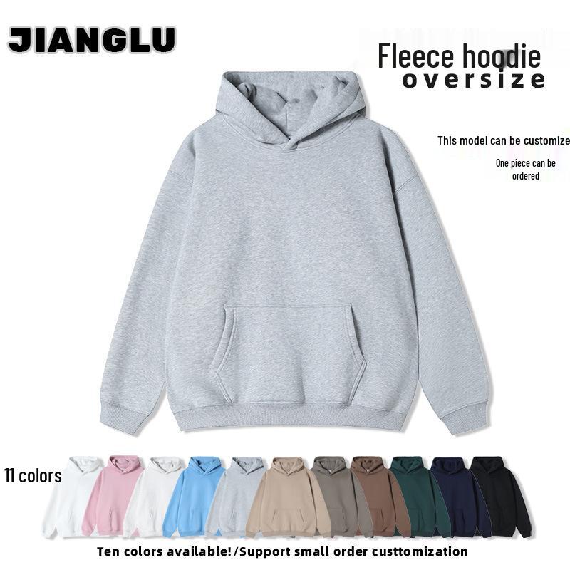 

2025 Oversized Hooded Sweatshirt for Women - Korean Style Solid Color Fleece Jacket with Long Sleeves Medium