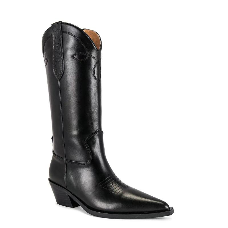 

Krazing Pot Осенне-зимние туфли из коровьей кожи на толстом высоком каблуке, большой размер 34-46, ковбойские ботинки, женские теплые сапоги до середины икры 35