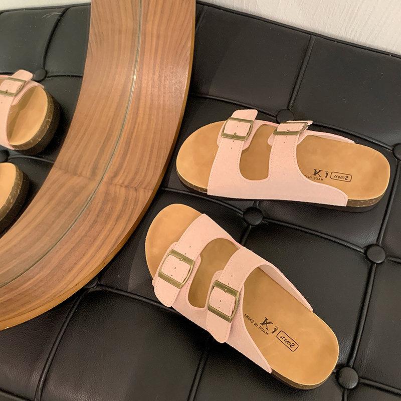 Sommer vielseitige Damen Schuhe Mode Internet Berühmtheit Strandschuhe Meer ein Wort Pantoletten lässig Urlaub flache Hausschuhe Außenbekleidung