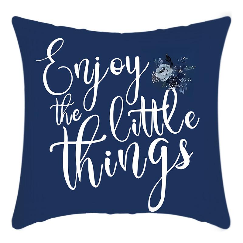 New Green Plant Pillow Cover with English Letters and Flower Print Cushion Home Sofa Cushion Cover