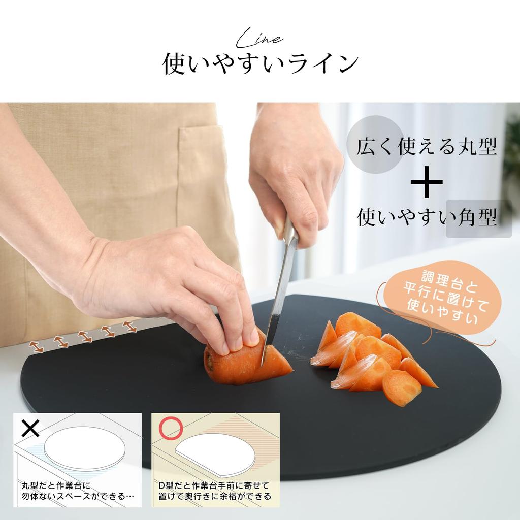 Fkstyle Skärbräda Snygg Rund Skärbräda Elastomer Svart Diskmaskinssäker Gummi Rund Tallrik Antibakteriell Köks hygien Resin Skärbräda