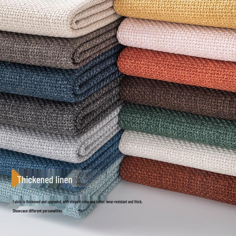 Thick Linen Cotton Coarse Weave Fabric for Sofa Cushions, Seats, and Soft Packs In Plain Colors