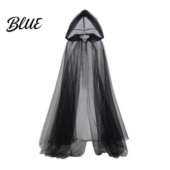 Cosplay Cloak Hooded Mesh for Adults 2 Layer Sheer Tulle Cape Gothic Witch Queen Costume Halloween Renaissance Accessories Lightweight Cape
