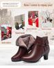 Mamas Herbst/Winter Weiche Leder-Baumwollschuhe 2021 Neue kurze Stiefel Plus Samt Dicker Absatz Schleife Damenschuhe mittleren Alters