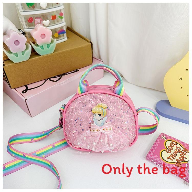 Bow Cartoon Cute Girl Pattern Childrens Shoulder Bag With Design Sequins