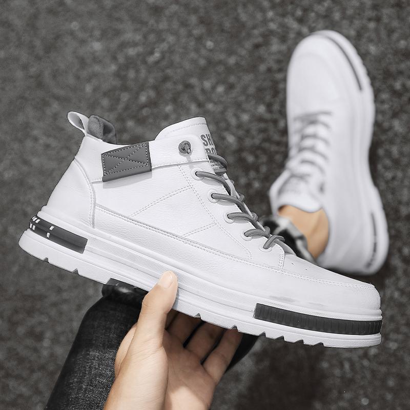 High-top real microfiber soft leather sneakers casual British style Martin