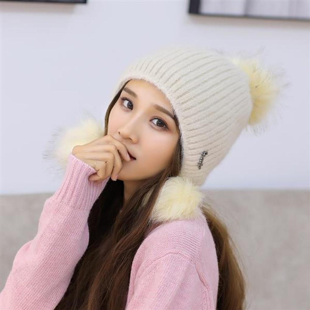 Windy Angora Fur Hat (Beige) / Women's Winter Hat