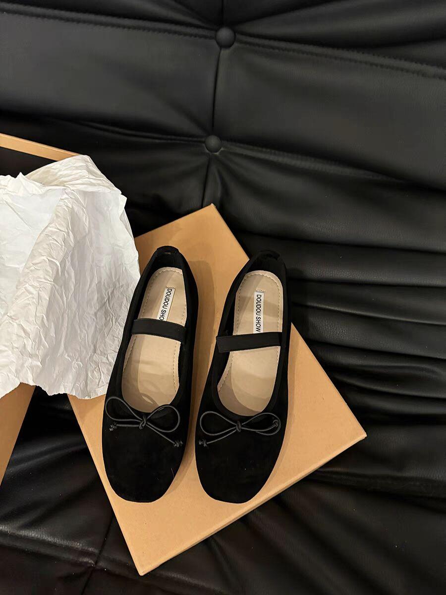 Мода 2024 Весна Осень Плоские туфли Микрофибра Твердые Женские Туфли Бренд Butterfly-knot Лаконичные Взрослые Плоские туфли 35