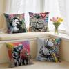 BBanksy Graffiti Mr BBrainwash Cushion Cover Square Short Plush Pillow Case Living Room Sofa Home Decor Funda X