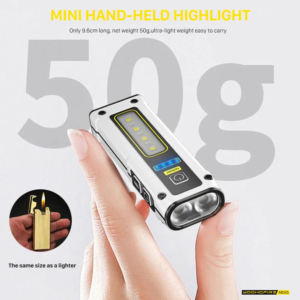 Mini-Taschenlampe LED Wiederaufladbar Tragbar COB Arbeitslicht Leistungsstarke Laterne mit Starkem Magnet Notstrombank Outdoor